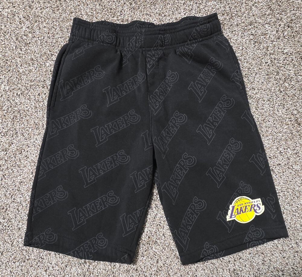 NBA Los Angeles Lakers Fleece Shorts Black Men Size Small All Over Print Sweat